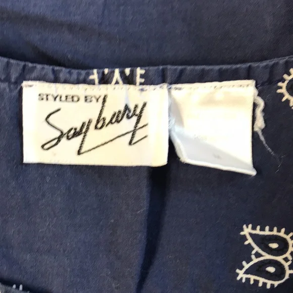 Vintage Styled by Saybury Navy Blue Paisley Mumu Dress Cotton Size Medium - Picture 8 of 11